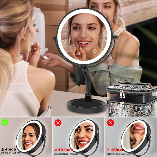 SanaWell Tabletop Standing Makeup Mirror with Adjustable Height, 8Inch Mirror