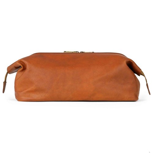 BERLINER BAGS Vintage Leather Cosmetic Bag Ben XL, Toiletry Bag for Women and Men, for Travelling - Brown