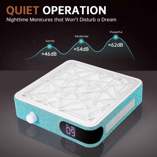 CHRISTINE SHELLY Nail Dust Collector, Cordless Dust Collector Nail Tech, Powerful Vacuum Fan Vent Dust Collector Extractor Dust Suction Machine for Acrylic Nails Polishing, Nail Salon, Lake Blue