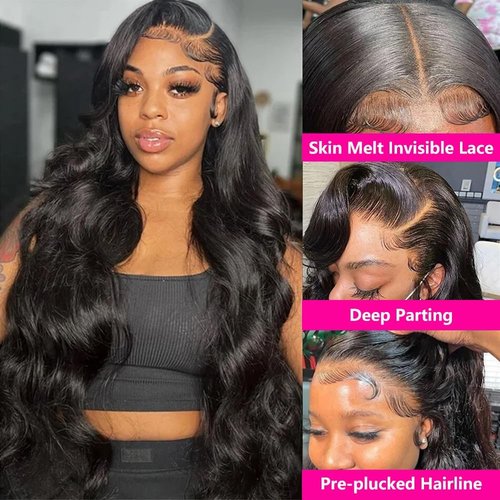 virginess 13x4 Body Wave Lace Front Wigs Human Hair Pre Plucked 180% Density HD Transparent Lace Frontal Wigs Human Hair for Women Glueless Wigs Human Hair With Baby Hair 18 Inch