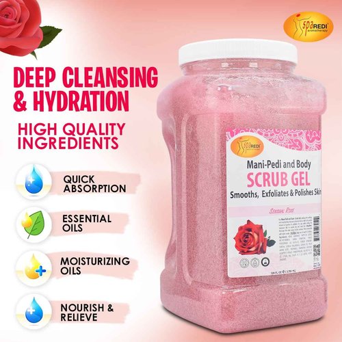 SPA REDI Detox Foot Soak & Sensual Rose Pumice Scrub Gel, 128 Oz Each - Hydrating Foot Soak with Dead Sea Salts & Exfoliating Scrub for Soft, Nourished Skin