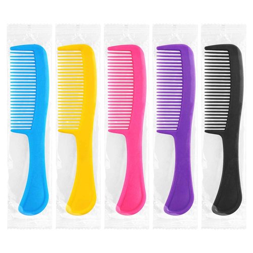 500pcs Combs In Bulk Individually Wrapped, Colorful Hair Combs, Bulk Combs For Homeless Individually Wrapped For Women,Kids,Hotel,Airbnb,Shelter,Homeless(black,yellow,pink,blue,purple)