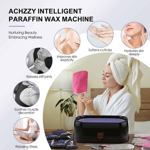 Achzzy 4000ml Paraffin Wax Machine for Hand and Feet - Professional Wax Warmer with 200W Thermal Core, LED Real-time Temp Control & 167°F Rapid Melting, Intense Hydration with Hand Wax Paraffin Bath