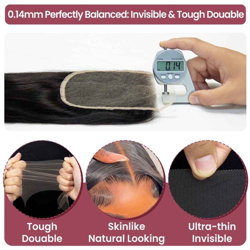 Topnormantic 13x6 Lace Frontal Human Hair, Ultra-Thin Invisible HD Transparent Swiss Lace Frontal Pre Plucked with Baby Hair Silk and Soft Straight Frontal with Small Single Knots Free Part 16 Inch