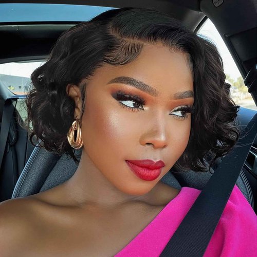 WIGER Curly Bob Wig Human Hair Pre Plucked Pre Cut Short Curly Lace Frontal Wigs Glueless 8 Inch HD Lace 13X4 Lace Front Human Wigs for Black Women