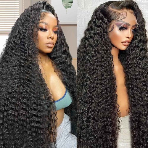 Zumuer 28 Inch 13x6 Deep Wave Lace Front Wigs Human Hair Deep Wave Frontal Wig 13x6 HD Lace Front Wigs Human Hair Pre Plucked 200 Density Glueless Virgin Deep Wave Wig for Women Natural Color