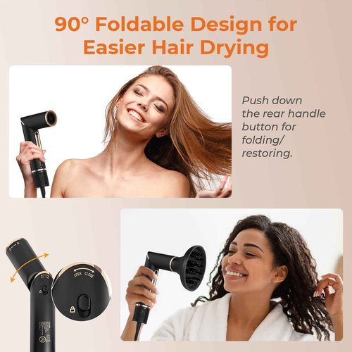 OUDIM 6-in-1 Multi-Functional Hot Air Comb, Interchangeable Brush Head, Negative Ion Hair Dryer Brush and Styler, Brushless Motor with 110000 RPM High-Speed, Rapid Drying, Storage Bag.