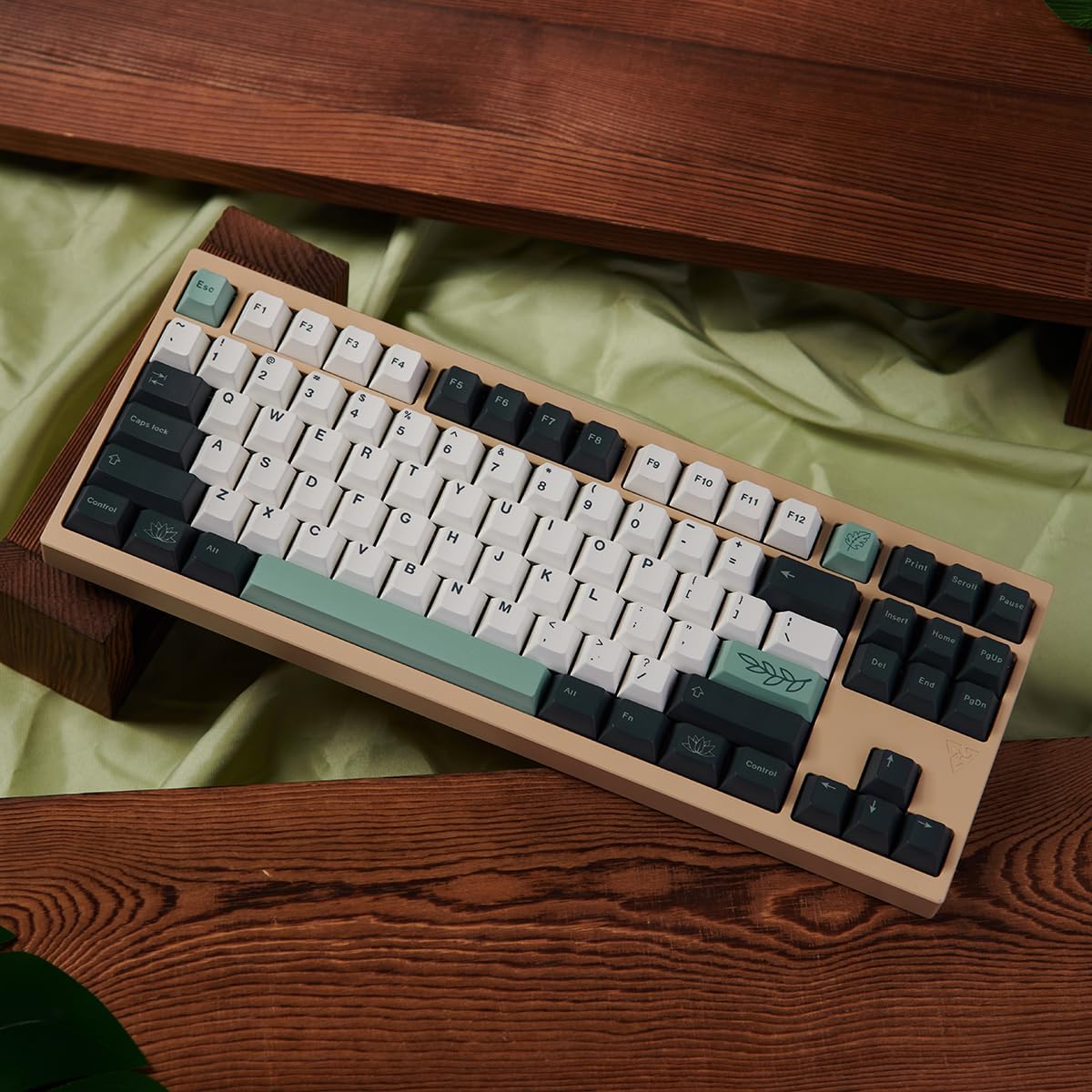 133 Keys Dye Sub PBT Keycaps Cherry Profile Green Botanical Keycaps Set Fit for 60% 65% 75% 95% Mechanical Keyboard Cherry Mx Switches