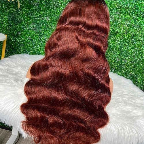 XTERFSTY Reddish Brown Human Hair Wig Body Wave 13x6 Lace Front Wigs Human Hair Wigs For Black Women 28 Inch