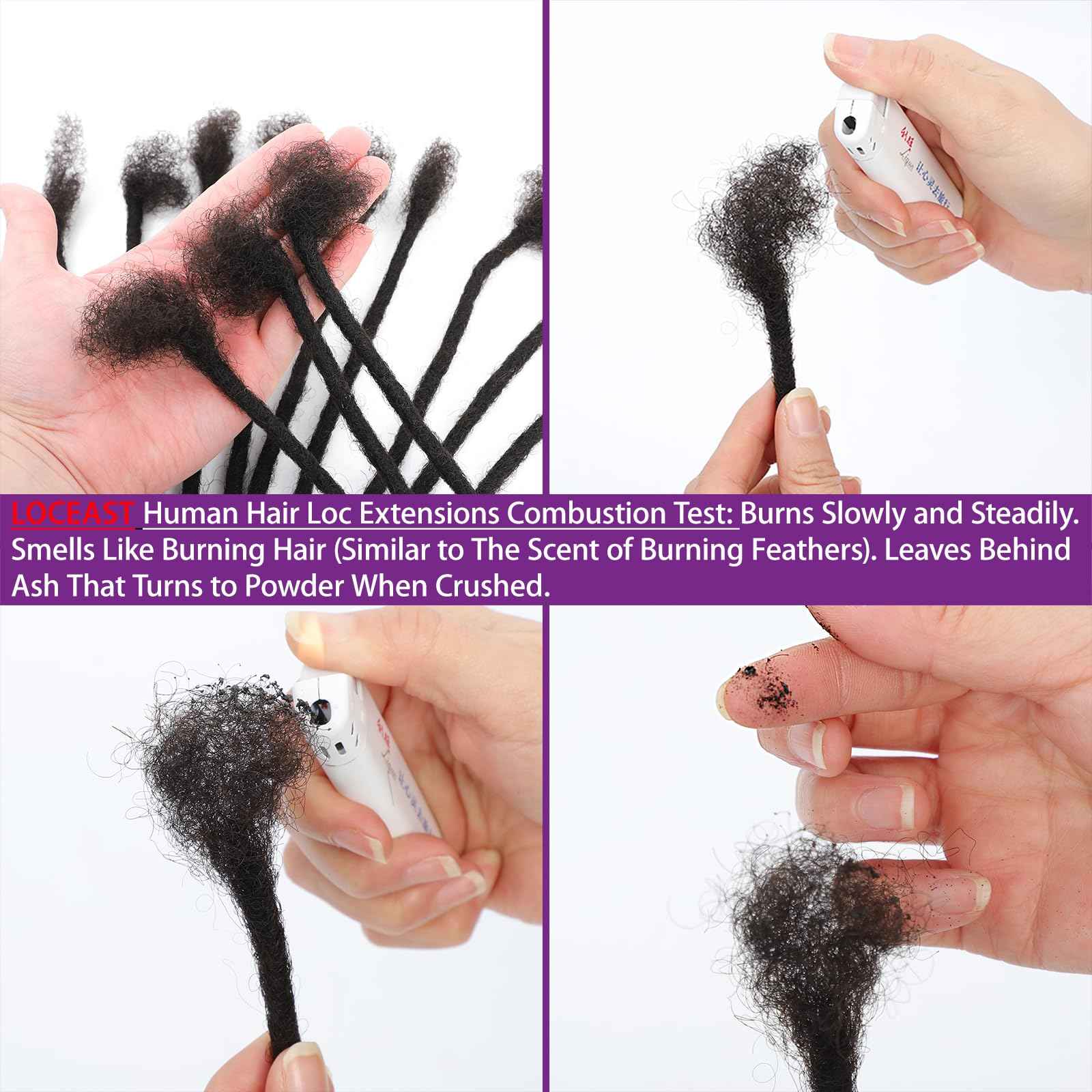 Loceast 8 Inch 0.4cm Width Loc Extension Human Hair Natural Black 60 Strands Full Hand-made Permanent Locs Extensions Can Be Dyed and Bleached for Men/Women/Kids Real Dreadlock Extensions Human Hair