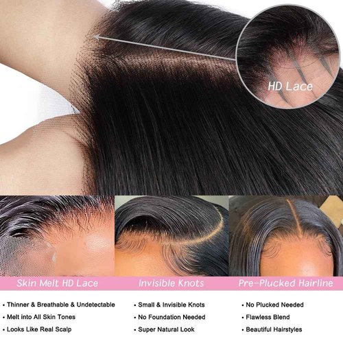 Hailriss 28 Inch 13x6 Body Wave Lace Front Wigs Human Hair Pre Plucked Glueless Wigs Human Hair 180% Density Body Wave 13x6 HD Transparent Frontal Wigs Human Hair Lace Front Wigs for Black Women