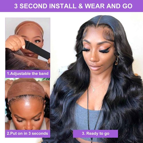 ONECHULY Wear and Go Glueless Wigs Human Hair pre cut HD lace 8x5 Body Wave Lace Front Wigs Human Hair Pre Plucked 180% Density 30 Seconds to Wear Glueless Wig for Beginners 24inch
