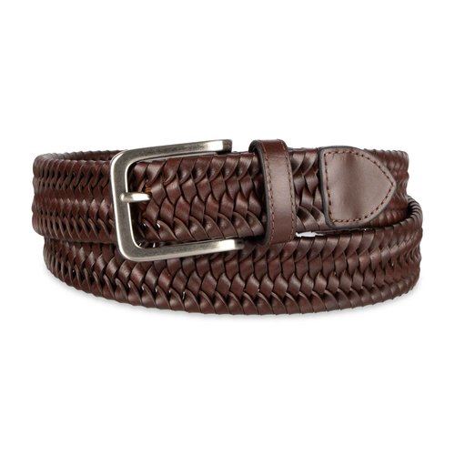 Tommy Bahama Men's Stretch Leather Braid Belt, Brown, Medium