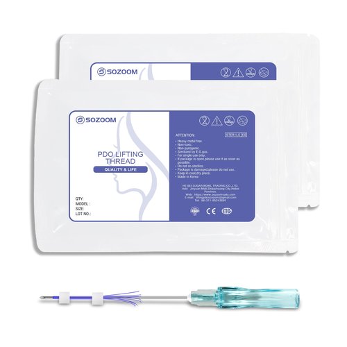 SOZOOM PDO Threads Multi, Face & Whole Body Lift Threads, Blunt L-Type PDO Threads Lift (16PCS-23G-38mm (l))