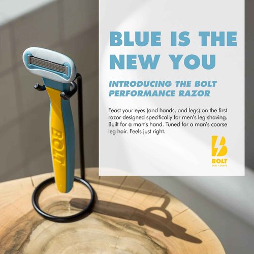 Bolt Skin + Shave - Get Smooth Bundle for Men - Shaving Kit for Legs, Head, Chest & Arms - Includes Razor, Shave Butter and 3 Refill Cartridges