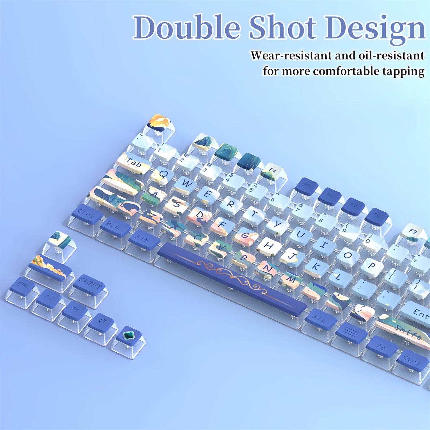 ZMX Pudding Keycaps Set,Double Shot PBT Dye-Sub Custom Keycaps ASA Profile 116 Keys Cute Themed Transparent Backlit Keycaps for ANSI 100% 60% TKL Cherry MX Switch Mechanical Gaming Keyboard (08)