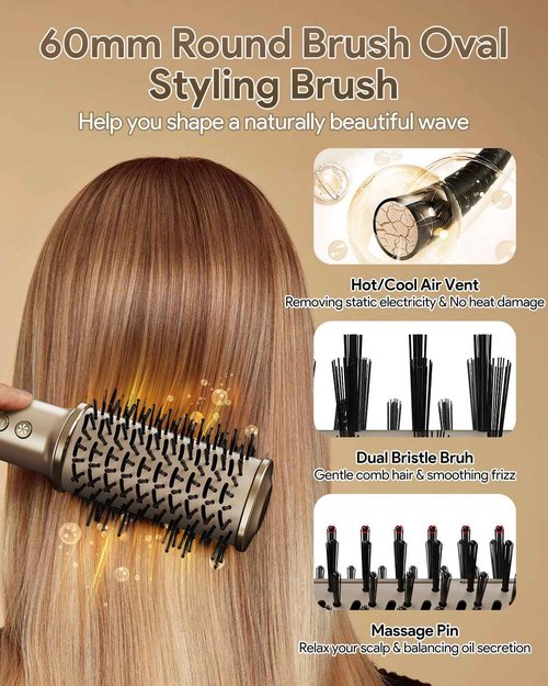 IBAYS 5 in 1 Hair Styler & Hair Dryer Brush, 110,000 RPM High-Speed Airwrap with Negative Ions for Frizz-Free Styling Fast Drying Curling Straightening Volumizing, Auto Wrap Hot Air Styler
