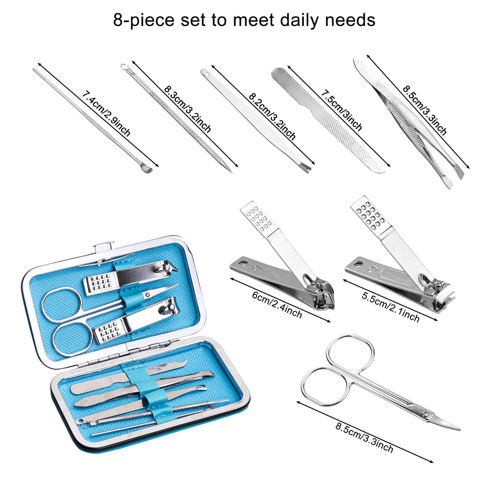 48pack Bulk Manicure Set, Nail Clippers Kit Stainless Steel Fingernail Clippers, Sturdy Nail Tip Cutter Trimmers Professional Grooming Toenail Clippers Personal Pedicure Kits Gift (8-in-1, 4 Colors)