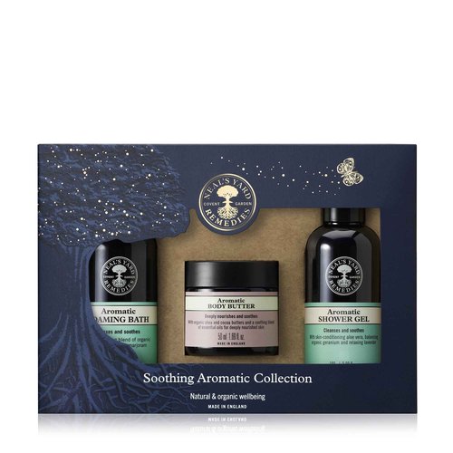 Neal's Yard Soothing Aromatic Collection with Geranium & Lavender Essential Oil, Moisturizing Formula, Vegetarian Approved, Cruelty Free, 3 Piece Set