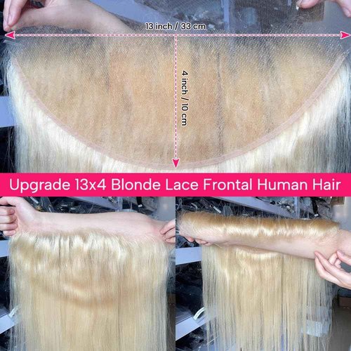 CYSDRH 13x4 Honey Blonde 613 Transparent Lace Frontal Only Human Hair Silky Straight Lace Front Human Hair Invisible Small Hair Knots - 18 Inch Honey Blonde 613 Frontal