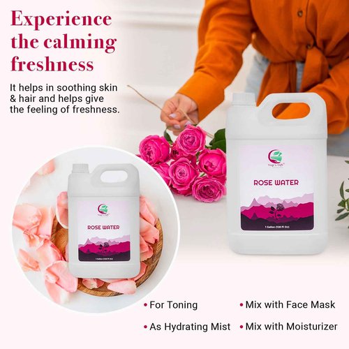 100% Pure Rose Water 1 Gallon (128 fl oz) | for Face & Hair | Alcohol Free & Artificial Coloring Free | by Yogi's Gift®