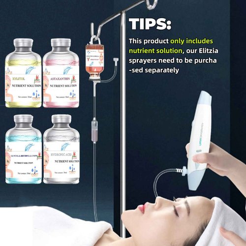 Elitzia Oxygen Facial Machine Oxygen Infusion Device Oxygen Sprayer Facial Nutrient Solution Set SPA Skincare Facial Machine Anti Aging Beauty Salon Machine 1.69fl.oz Per Bottle