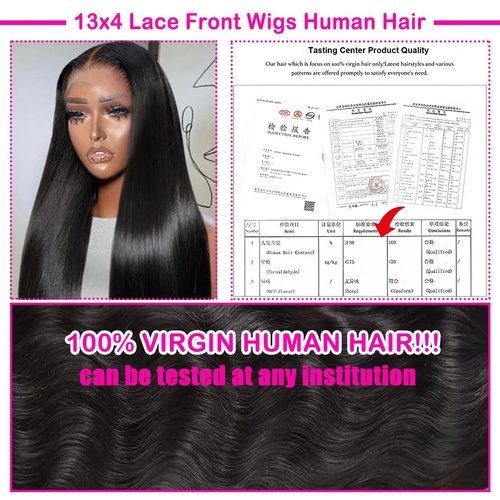 Usweety 26inch Lace Front Wigs Human Hair 13x4 HD Lace Front Wigs Human Hair Pre plucked 180% Density Frontal glueless wigs human hair for women (1B# 180% Density, Straight 26inch)
