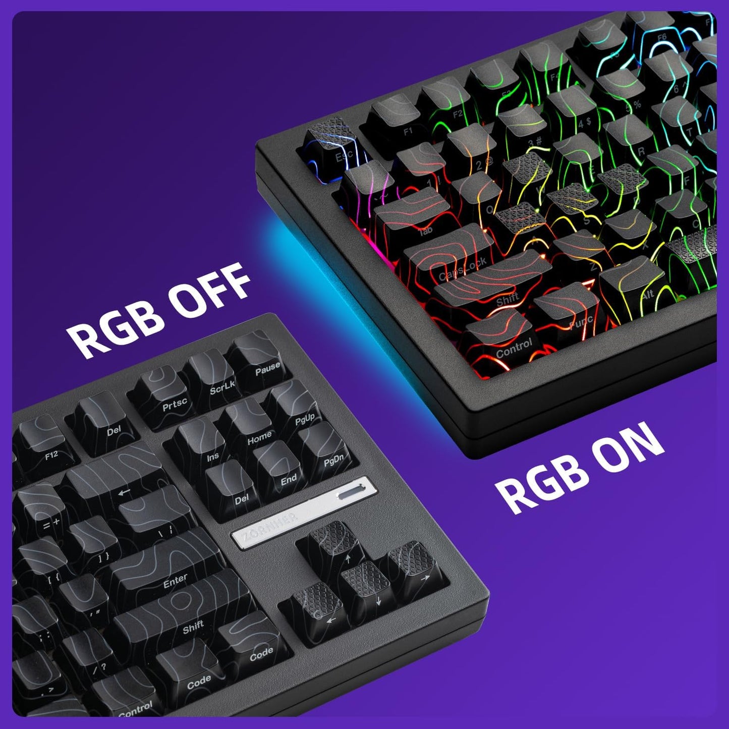 ZORNHER ZH870 Wireless Mechanical Gaming Keyboard,80% White Custom Creamy Sound Keyboard with White Spider Web IMD PC Keycaps,Pre-lubed Linear Switches,Hot-Swappable,RGB Backlit