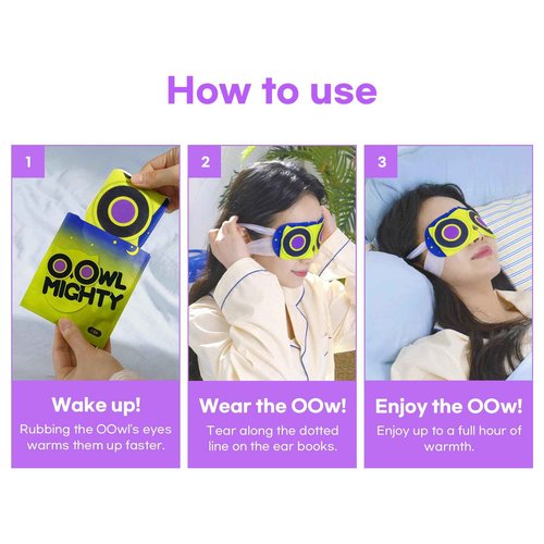 OOwl Mighty Steam Eye Mask, 48 Pack Disposable Self-Heating Warm Compress for Dry Eyes, Puffy Eyes, and Fatigue Relief, Unscented Heated Sleep Mask for Travel, Spa, Home & Gifts for Women & Men