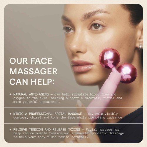 The Skinny Confidential Face Roller - Pink Balls Eye & Facial Roller Massager - Face Massage Tools Skincare for Wrinkles & Fine Lines, Sculpt, Contour, Tighten & De-Puff Skin