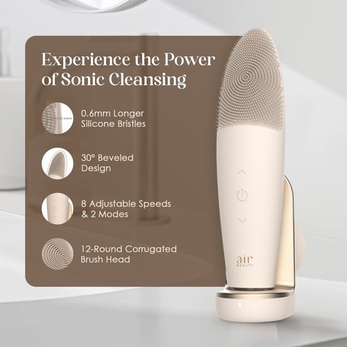 Air Beauty Silicone Facial Cleansing Brush - Waterproof Sonic Pore Cleaning Scrubber with Wireless Charging for Deep Cleansing - Electric Face Massager and Exfoliating Face Scrub