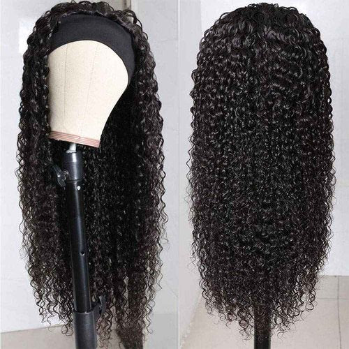 XSY Headband Wig Human Hair Deep Wave Headband Wigs for Black Women 22 Inch None Lace Front Wigs Machine Made Wigs Glueless Brazilian Curly Human Hair Wig