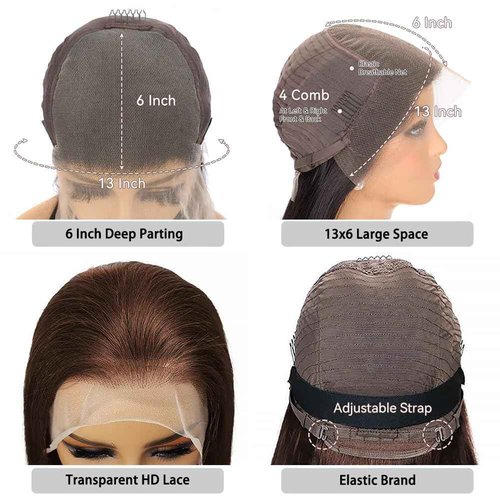 Aoque Chocolate Brown Lace Front Wig Human Hair 30 Inch 200% Density 13x6 Hd Transparent Body Wave Lace Front Brown Wigs Human Hair 4# Glueless Wigs for Women