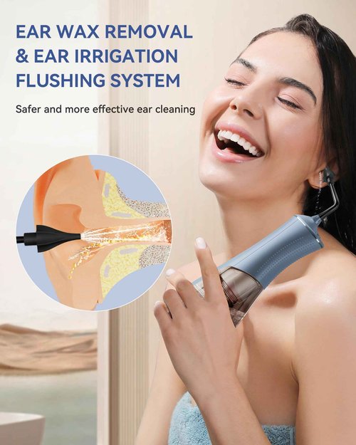 SEEDEAR Electric Ear Wax Removal Kit, Ear Wax Cleaner with 4 Water Pressure Modes, Ear Cleaning Kit Safer and More Effective Ear Irrigation Flushing System, Earwax Removal Tool with 4 Nozzles (Grey)