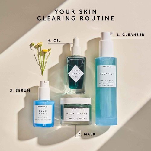 HERBIVORE Lapis Balancing Facial Oil with Blue Tansy + Squalane, Safe for Acne-Prone Skin | Helps Soothe Redness + Balance Oil Production, Lightweight, Non-Comedogenic, Plant-Based, 50 mL / 1.7 oz