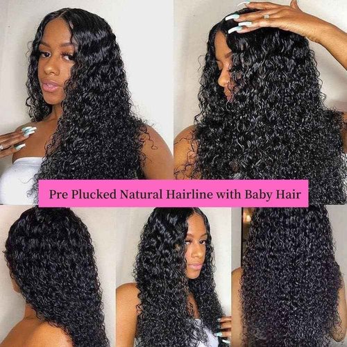 Glueless Wigs Human Hair Pre Pluck 180% Density 13x4 Wet and Wavy Water Curly HD Lace Front Wigs Human Hair Pre Pluck with Baby Hair Wigs for Black Women (28inch）