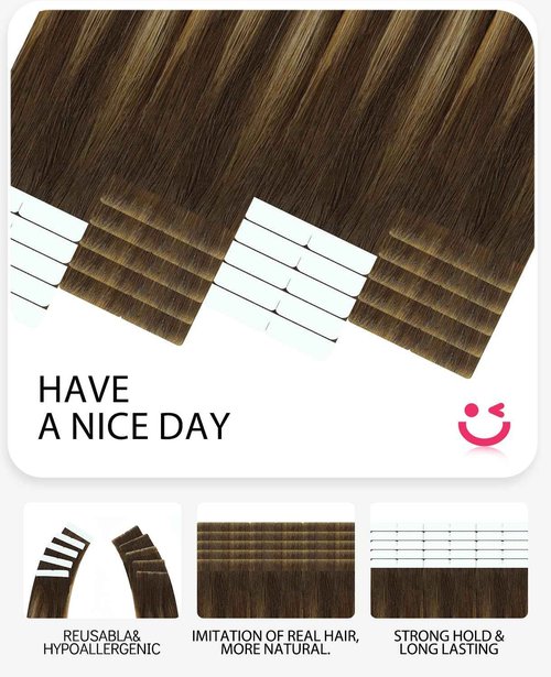 Youngsmile Injection Tape in Hair Extensions Human Hair #4/27/4 Chocolate Brown to Caramel Blonde 20pcs 35g 16 Inch Balayage Injected Tape in Hair Extensions Straight Remy Human Hair (#4/27/4,16'')