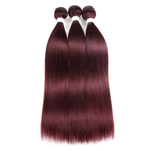 REMY HAIR Red Human Hair Bundles 99j Straight 12 14 16 Inch Burgundy Unprocessed Brazilian Virgin Hair 3 Bundles Auburn Double Weft Extension