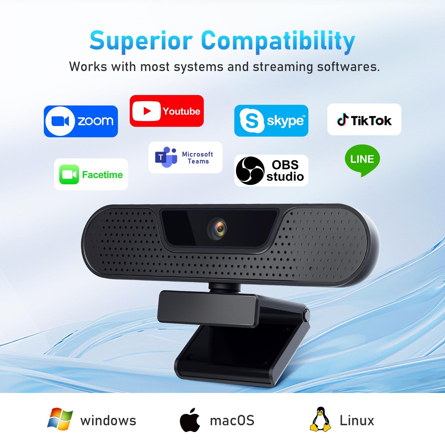 1080P 60FPS Webcam, VIZOLINK FHD computer video camera with 4 Noise-canceling Microphone, Privacy Cover and Tripod for PC/Mac, Work with Live Streaming, Gaming, Video Calls, ZOOM, Skype, OBS, Facetime