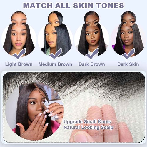 Dheridy 210% Density 6x4 Wear and Go Wigs,100% Human Hair, [2-Year Life, 205g], Straight Glueless Closure Wigs Human Hair Pre Plucked Pre Cut, Tiny Knots Middle Part Skinlike HD Lace Wig 24 Inch