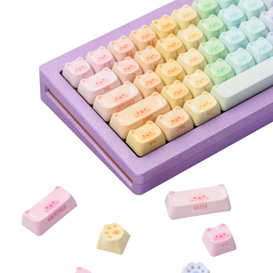 Akko PBT Keycaps Set, Colorful Cats Keycap Mao Profile 142-Key Keycaps for Mechanical Keyboards