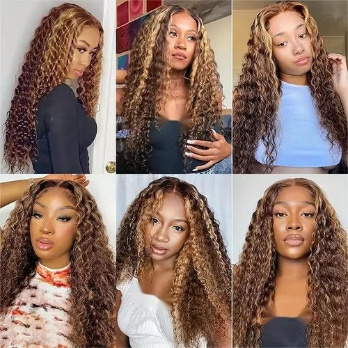 P27/33 Highlight Brown Bundles Honey Blonde Kinky Curly 3 Bundles Human Hair 18 20 22 inch CnumGunm Unprocessed Brazilian Virgin Hair Extensions