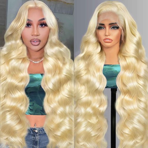 Quiport 613 Lace Front Wig Human Hair 210 Density Blonde Wig Human Hair 613 HD Lace Frontal Wig 13x6 Body Wave HD Lace Front Wigs Human Hair Pre Plucked Glueless Wigs 24 Inch