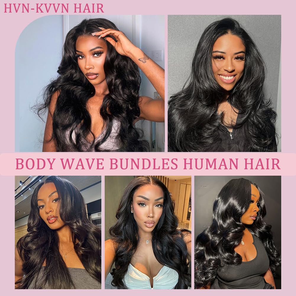 16A Raw Human Hair Bundles 16 16 18 18 Inch Body Wave Bundles Human Hair, 100% Unprocessed Brazilian Virgin Hair, Keep Texture Silky Soft After Multiple Washes, Triple Lifespan (4Bundles/200g)
