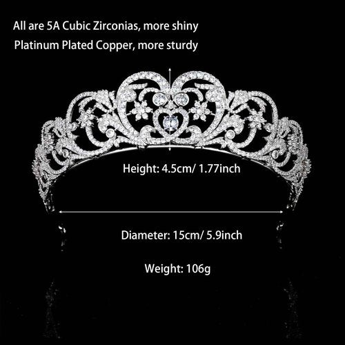QXMYOO Princess Diana Crown for Women Cubic Zirconia Silver Diaries Tiara Royal Queen Crown Jewelry Bridal Headpiece Crystal Costume Accessories