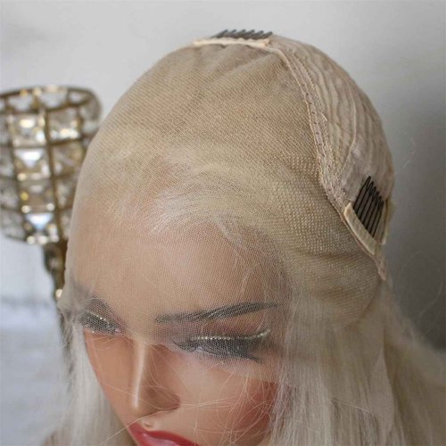 Aisom 613 Platinum Blonde Wig Synthetic Lace Front Wigs Pre Plucked 13x6 HD Glueless Straight Layered Lace Front Wig for Women Ready Go Wigs Beginner Friendly 22 Inch