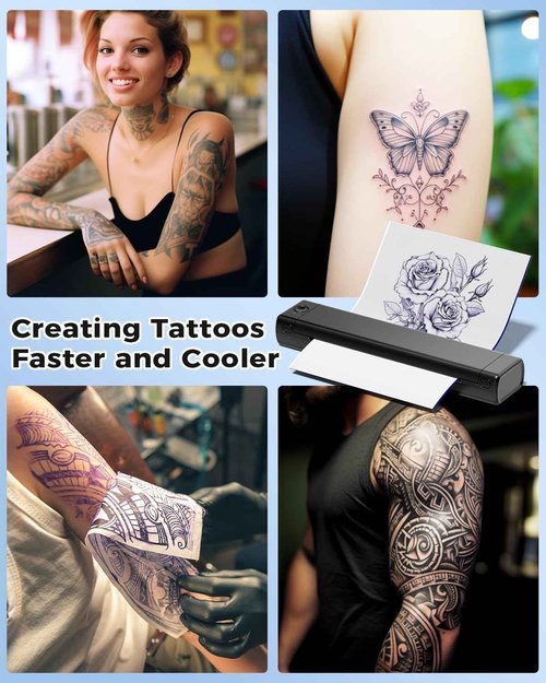COLORWING M08F Tattoo Stencil Printer Bluetooth, Wireless Thermal Transfer Machine for Skin, Small A4 Paper (Black)