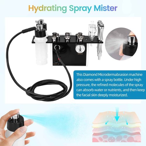 Diamond Micro-Derma-Dermabrasion Machine, 3 IN 1 Dermabrasion Facial Machine 0-68cmHg Suction Power, Professional Diamond Glow Facial Machine with Spray Kit, Home Use Facial Skin Care Equipment