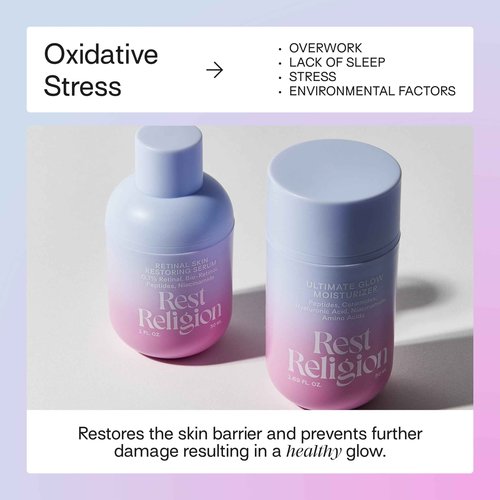 Rest Religion Ultimate Glow Moisturizer with Peptides, Ceramides, Hyaluronic Acid, & Niacinamide, Face Moisturizer for Dry, Stressed & Dull Skin