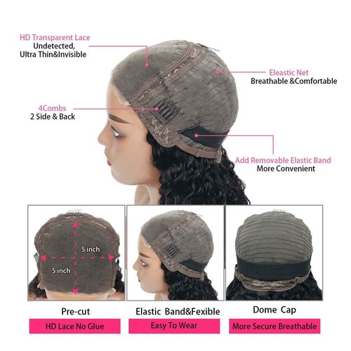 Simeider 24 Inch Water Wave Lace Front Wigs Human Hair Wigs for Black Women 180% Density 5x5 HD Lace Front Glueless Wigs Human Hair Pre Plucked with Baby Hair Deep Curly Lace Frontal Human Hair Wig